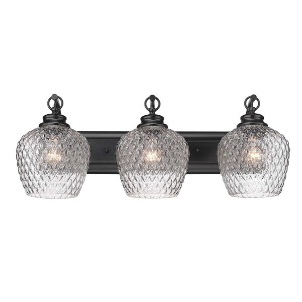 Adeline Matte Black Three-Light Vanity Light with Clear Glass, image 4
